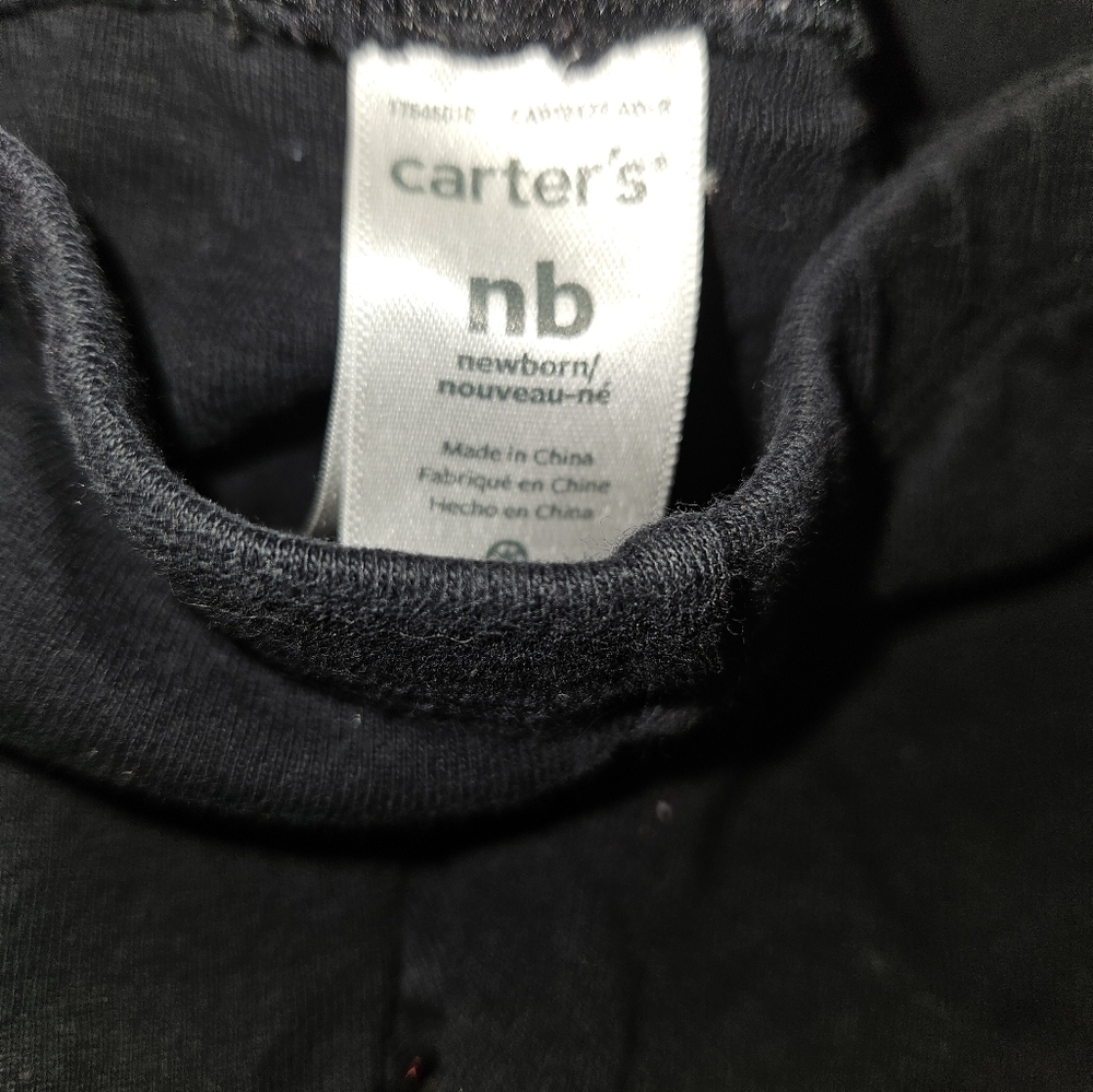 3/$6 Carter's Newborn Black Pants Silver Hearts - Picture 3 of 3